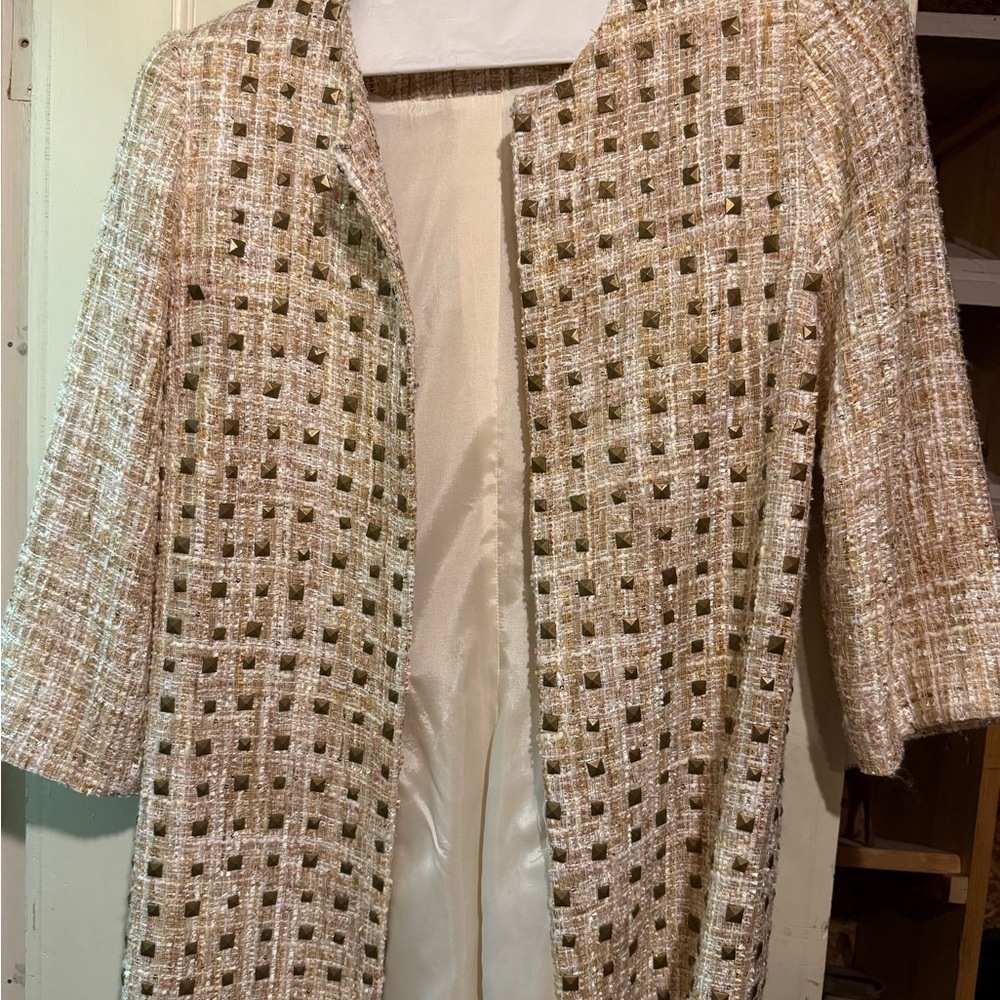 Alberto Makali Textured Gold and Cream Jacket